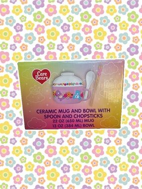 Care Bears Pink and Purple Ceramic Mug & Bowl Set with Spoon and Chopsticks